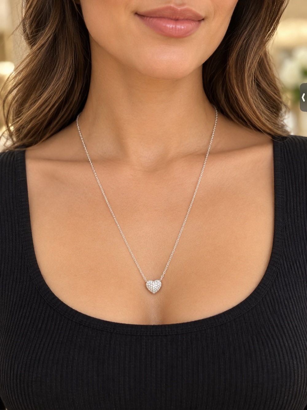 Swarovski Silver Pavé Heart Necklace